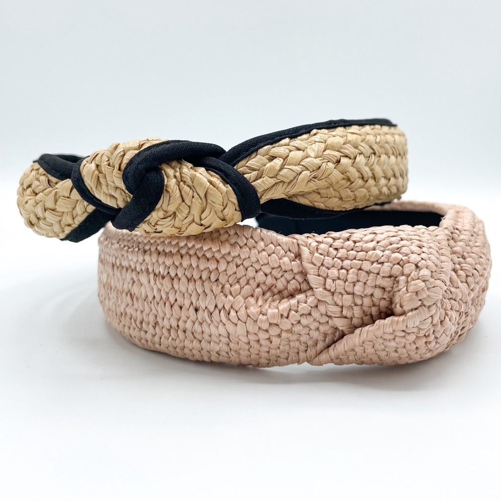 Set of 2 Straw Knot Headbands